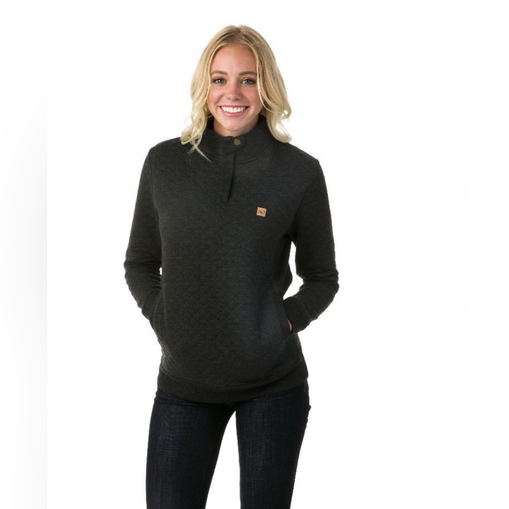 Ten Tree Quilted Dark Gray Pullover Sweatshirt